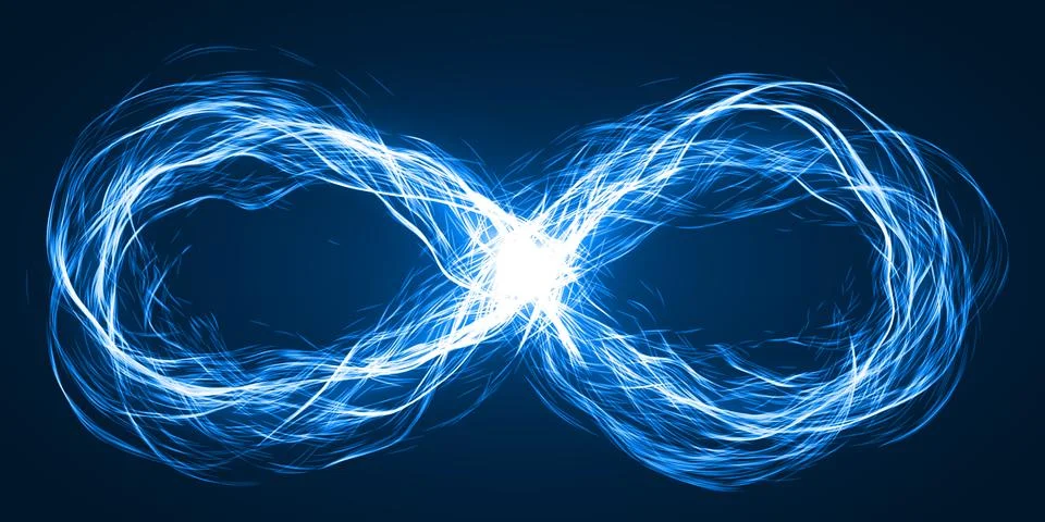 Endless loop of moving energy particles Stock Illustration