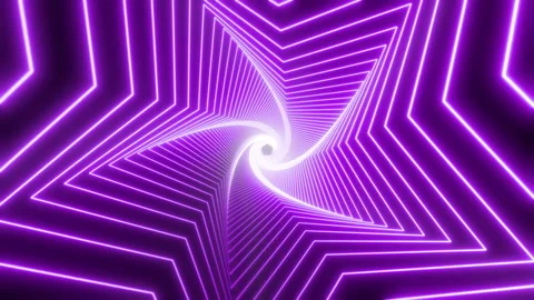 Endless loop of a neon purple light star shape tunnel animation Stock Footage 264986762