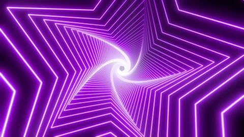 Endless loop of a neon purple light star shape tunnel animation Illustrazione stock