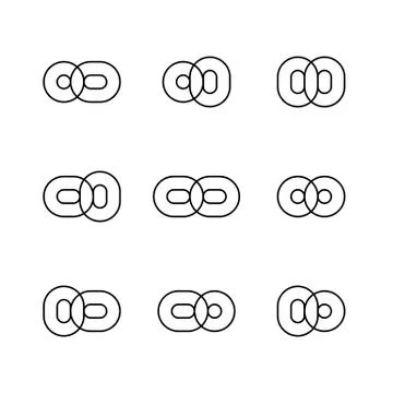 Endless loop shape, nine isolated logo symbols Illustrazione stock