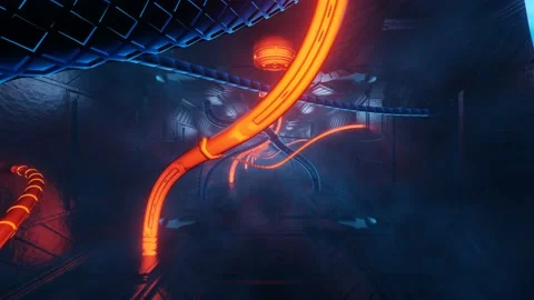 Endless loop tunnel among cables Stock Footage 196062090