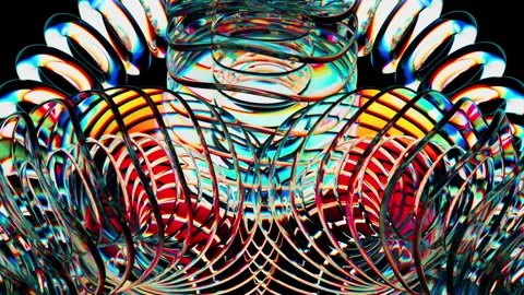 Endless loop video render. Abstract spectrum rainbow glass discs. Rotating glass Stock Footage 261203444