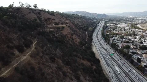 Endless Los Angeles Freeway Stretching Into the Horizon Stock Footage 300607714