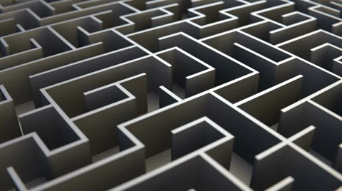 Endless maze concept of discovery, confusion and challenges - loopable animation Stockbeeldmateriaal 36288669