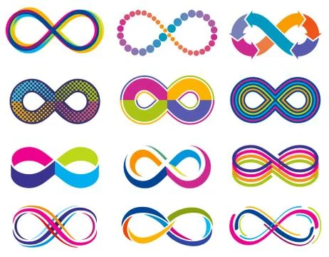 Endless mobius loop infinity vector concept symbols. Eternity icons イラスト素材