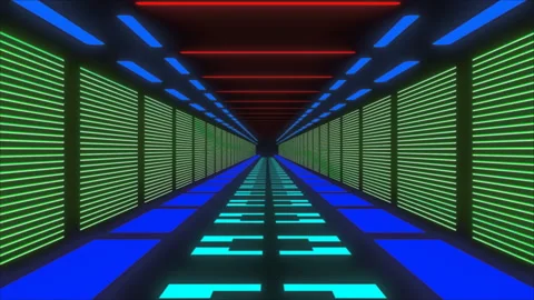Endless motion background with symmetric geometry walls of beams and shapes Stock-Footage 270157196