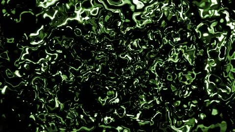 Endless movement of curved green texture of water on a black background. Motion Stock Illustration