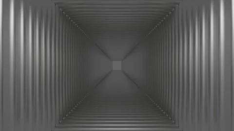 Endless movement forward along a gray corridor made of square frames. animated l Stock Footage 263867167