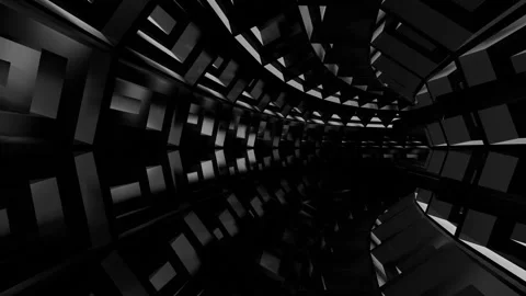 Endless movement inside abstract dark round tunnel 3d render looped animation Stock Footage 304650182