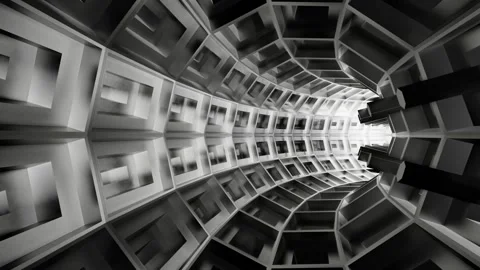 Endless movement inside abstract gray tunnel. 3d render looped animation Stock Footage 304650202