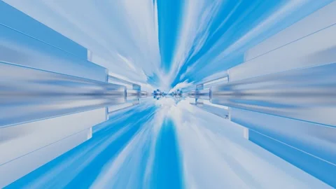 Endless movement inside a tunnel of rows of abstract cubic glossy figures agains Stock Footage 308805978