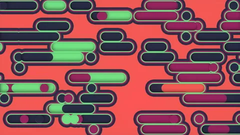 Endless movement pattern of colored geometric shapes 3d rendering loop animation Stock Footage 169015024