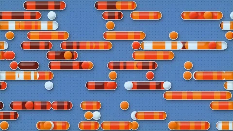 Endless movement pattern of colored geometric shapes 3d render loop animation 4K Video stock 171799177