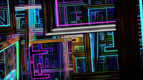 Endless movement through frames with the inscription NFT. crypto art concept. 3d Stock Footage 255820815