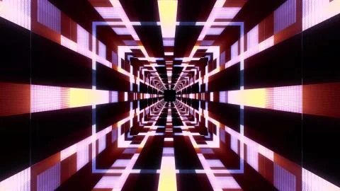 Endless neon lights cyber data vr tunnel motion graphics illustration background Stock Illustration
