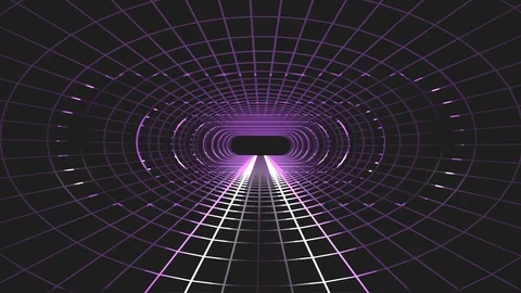 Endless neon lights energy grid net cyber retro VR tunnel flight motion graphics Stock Footage 88485579