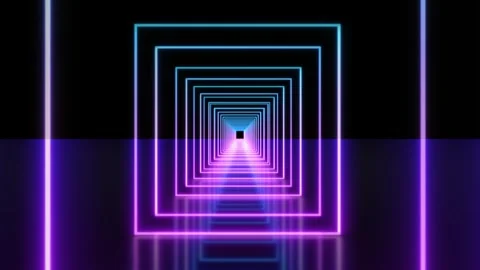 Endless Neon Portal Virtual Reality Tunnel Stock Footage 341355715