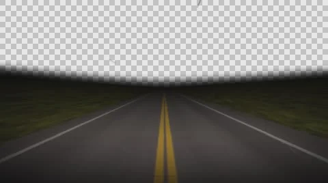 Endless Night Road With Alpha Stock Footage 58932871
