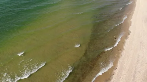 Endless ocean, sandy shore and waves. Rest away from civilization. Seaside Stock Footage 167049945