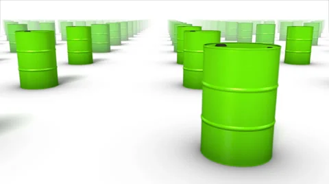 Endless Oil Drums front view loop (Green) Stock Footage 31212806