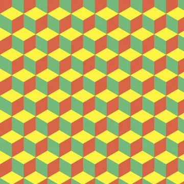 Endless pattern background of cubes. yellow, green, red cubes. Illustrazione stock