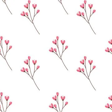 Endless pattern of blossom brunch in trendy spring shades. Hello spring. Design Illustrazione stock