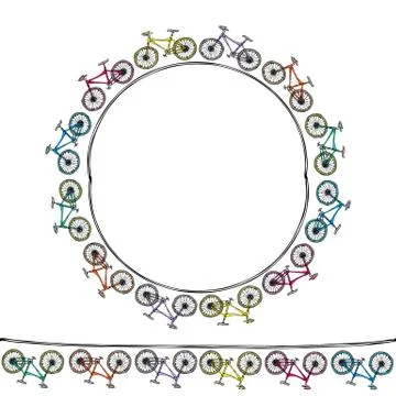 Endless Pattern Brush or Ribbon of Bicycles. Circle Frame Bike Background. Re Stock Illustration