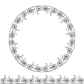 Endless Pattern Brush or Ribbon of Bicycles. Circle Frame Bike Background Illustrazione stock