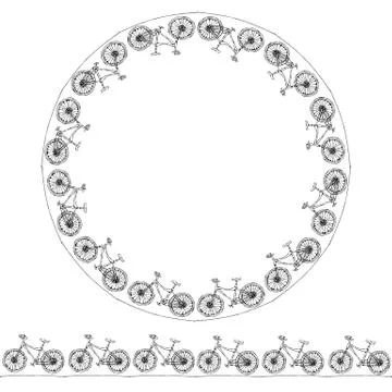 Endless Pattern Brush or Ribbon of Bicycles. Circle Frame Bike Background Illustrazione stock