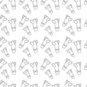 Endless pattern of cactus on a transparent background in a cartoon style Ilustração Stock