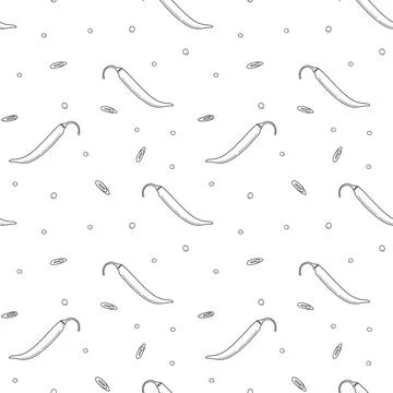 Endless pattern of chili pepper and slices and peppercorn. Latin American Stock Illustration