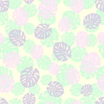 Endless pattern with colorful palm trees branches Stock Illustration