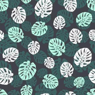 Endless pattern with colorful palm trees branches Stock Illustration