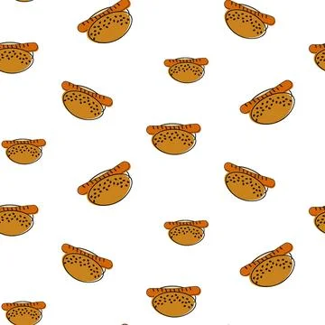 An endless pattern with elements of fast food on a transparent background Stock Illustration