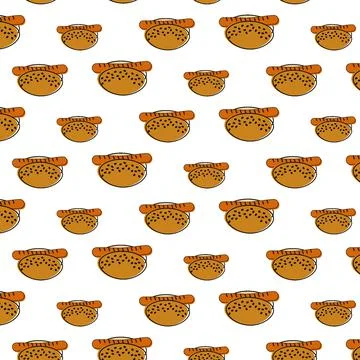 An endless pattern with elements of fast food on a transparent background Stock Illustration