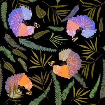 Endless pattern with goldfish and algae. The underworld vector illustration. 库存插图