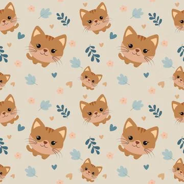 Endless pattern with little cats Stock Illustration
