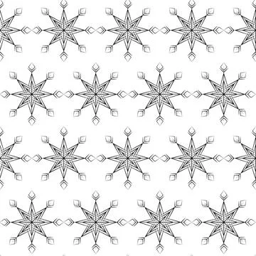Endless pattern of Outline drawing abstract snowflakes. Abstract background Illustrazione stock