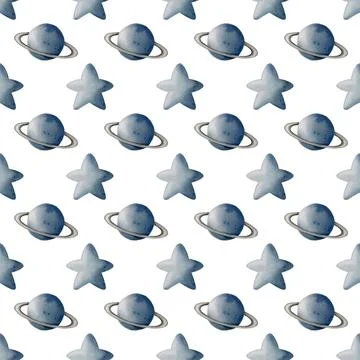 Endless pattern of planets and stars designed for baby textiles and wrappin.. Stock Illustration