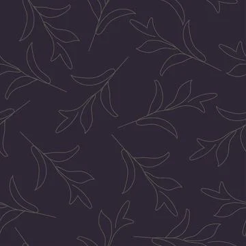 Endless pattern with plant twig drawn one line Stock Illustration