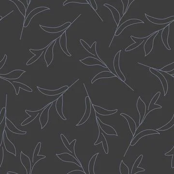 Endless pattern with plant twig drawn one line Stock Illustration