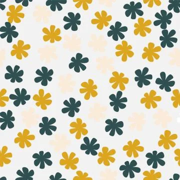 Endless Pattern Spring Flowers Set Sail Champagne, Fortuna Gold and Tidewater Illustrazione stock