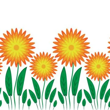 Endless pattern on a square background - stylized magical flowers, summer flo イラスト素材