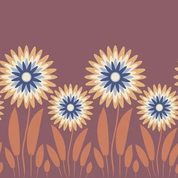 Endless pattern on a square background - stylized magical flowers, summer flo Illustrazione stock