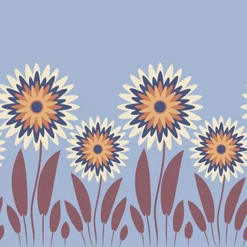 Endless pattern on a square background - stylized magical flowers, summer flo Illustrazione stock
