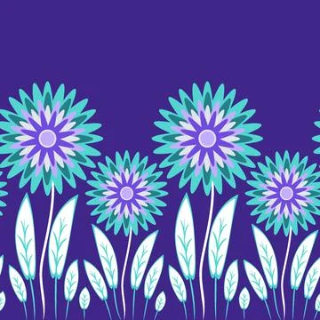 Endless pattern on a square background - stylized magical flowers, summer flo Stockillustratie