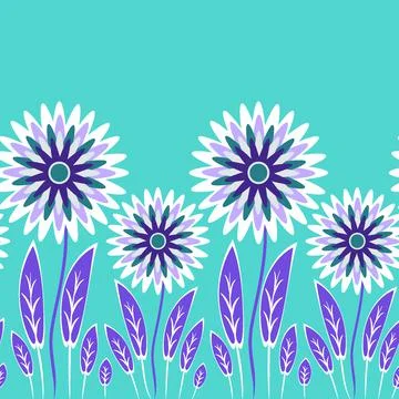 Endless pattern on a square background - stylized magical flowers, summer flo Stock Illustration