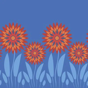 Endless pattern on a square background - stylized magical flowers, summer flo Illustrazione stock