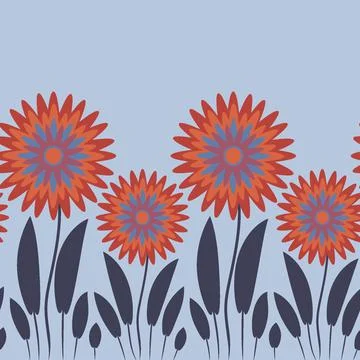 Endless pattern on a square background - stylized magical flowers, summer flo Stockillustratie