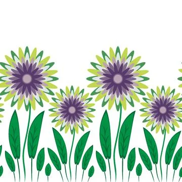 Endless pattern on a square background - stylized magical flowers, summer flo Stockillustratie